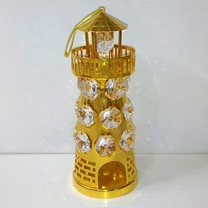 Gold Lighthouse Ornament W/Austrian Crystal